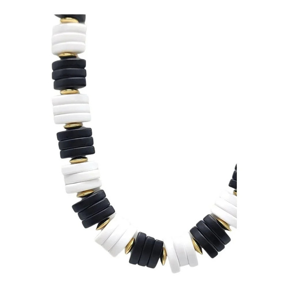 Avon Spectator 1986 Black White Lucite Plastic Statement Necklace Vintage No Box - Picture 2 of 4